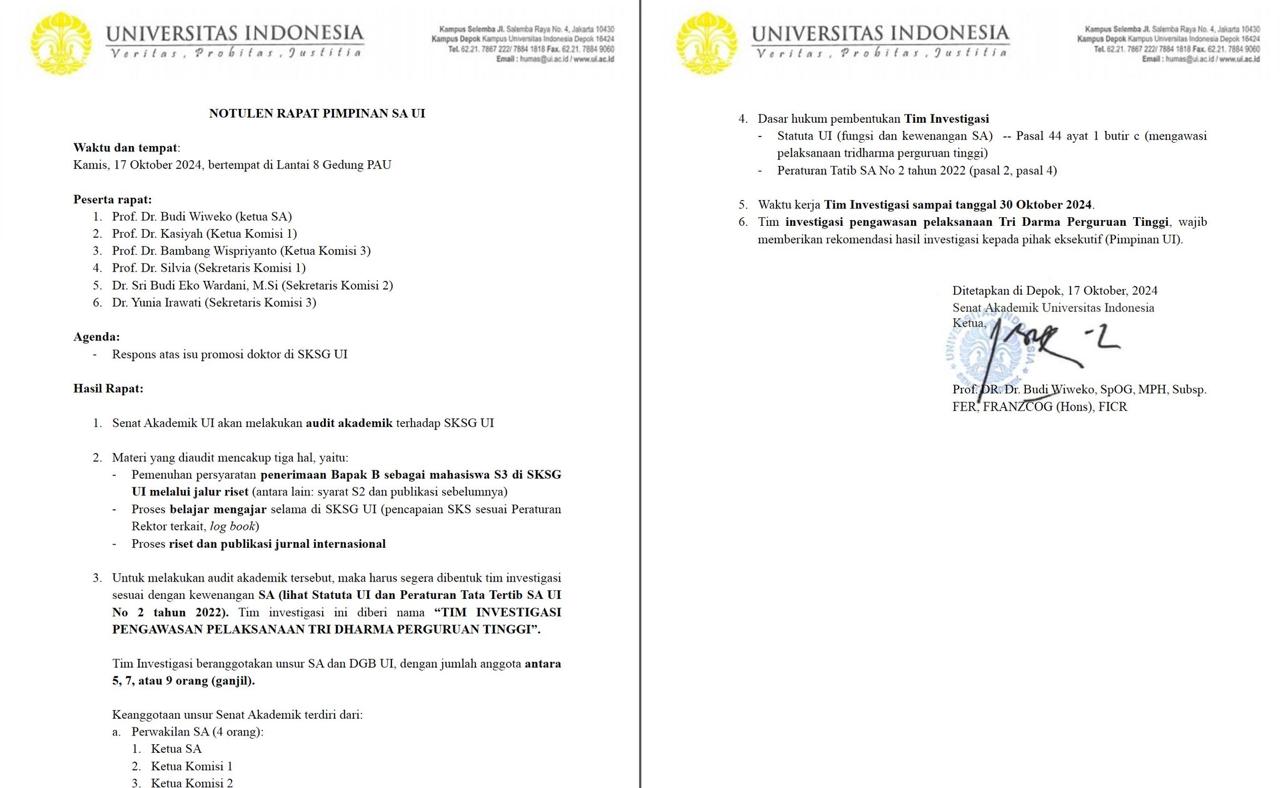 Gelar Doktor Bahlil Lahadalia Janggal, Senat Akademik UI Bentuk Tim Investigasi